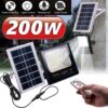 LED Прожектор 200W със Соларен Панел и Дистанционно