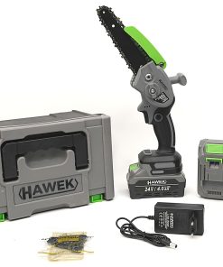 Premium Акумулаторен Мини Верижен Трион - Резачка HAWEK с 2 Батерии и Шина 20 см