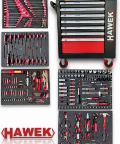 Професионален Шкаф с Инструменти HAWEK 261 части 5 пълни чекмеджета и 2 празни