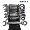 Професионален Комплект Къси Тресчотни Ключове HAWEK 8-19 мм 7 части с Тресчотка 72 зъба