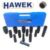 Дълбоки Ударни Вложки 1/2″ Удължени 12 Стенни CR–MO 15 части HAWEK (10 - 32мм)