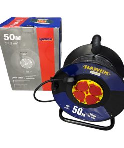Удължител 50 Метра на Mакара HAWEK 16A с 4 Контакта и Кабел с Напречно Сечение 3 x 1.5 мм²