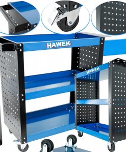 Мобилна Количка за Инструменти HAWEK + 12бр. Куки за Закачане на Инструменти