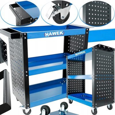 Мобилна Количка за Инструменти HAWEK + 12бр. Куки за Закачане на Инструменти
