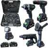 PREMIUM Акумулаторни Безчеткови Машини 5в1 StahlMayer 36V 10Ah Ъглошлайф, Гайковерт, Винтоверт, Перфоратор и Мощна LED Лампа + 30 части Професионални Аксесоари