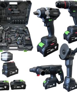 PREMIUM Акумулаторни Безчеткови Машини 5в1 StahlMayer 36V 10Ah Ъглошлайф, Гайковерт, Винтоверт, Перфоратор и Мощна LED Лампа + 30 части Професионални Аксесоари