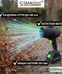 Мощен Турбо Пистолет за Въздух - Акумулаторна Духалка STAHLMATER 36V 8Ah