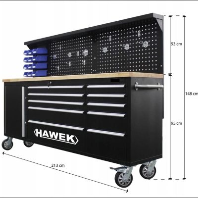 Подвижен Шкаф за Инструменти HAWEK с Работен Дървен Плот